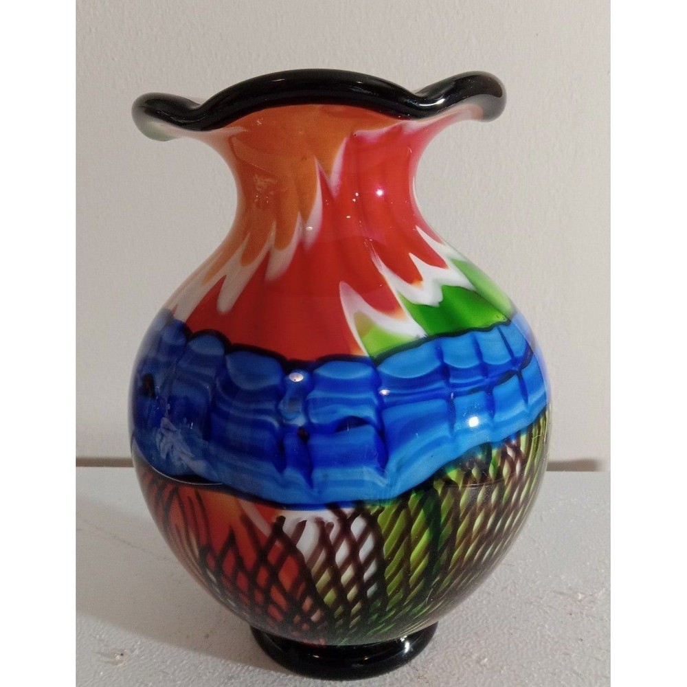 Hand Blown Glass Vace Wide Mouth Petal Vase